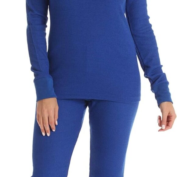 Feminine Women's Thermal Pajama Set - Large Royal Blue - Perfect for Layering - Picture 1 of 3